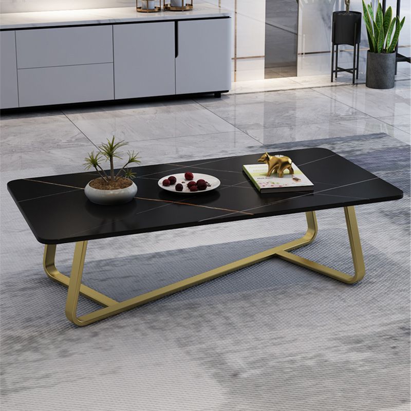 Slate Rectangle Coffee Table Abstract Base Type Single Cocktail Table