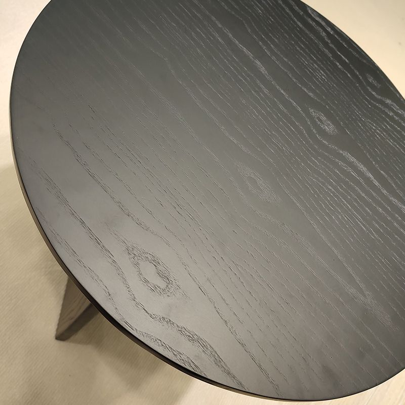 Scandinavian Round Wooden Top Side Table 19.6-inch Abstract End Table