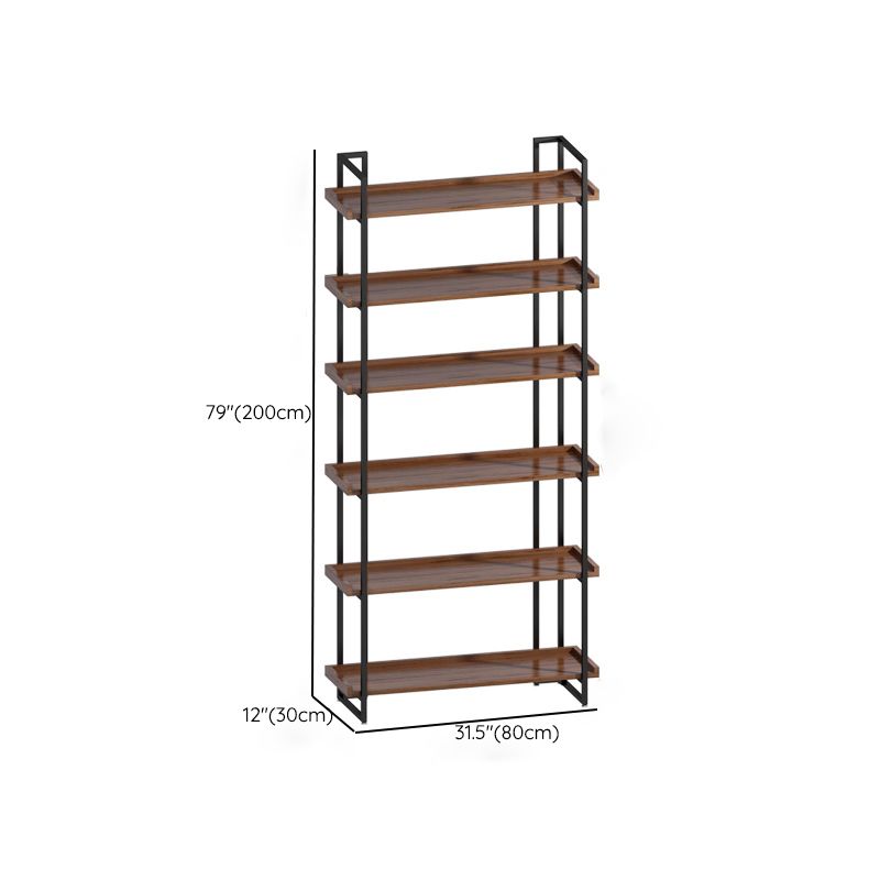 Industrial Antique Finish Bookcase Metal Etagere Bookshelf with Rectangular Shelves