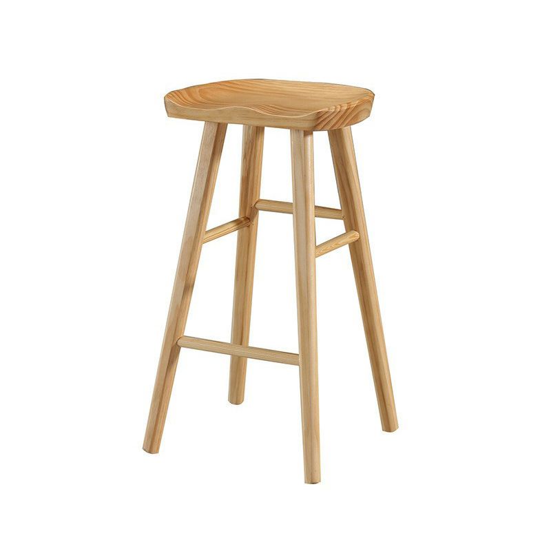 Restaurant Simple Wood Barstool Wood 4 Legs Bar Stool with Pedal