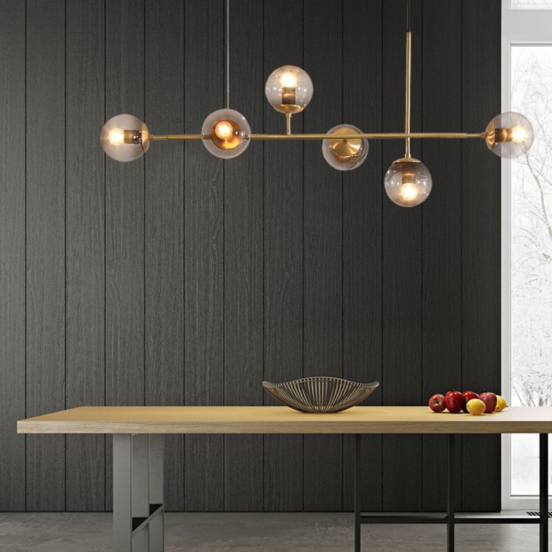 Nordic Glass Island Light Gold Globe 6 Lichter Island Anhänger für Wohnzimmer