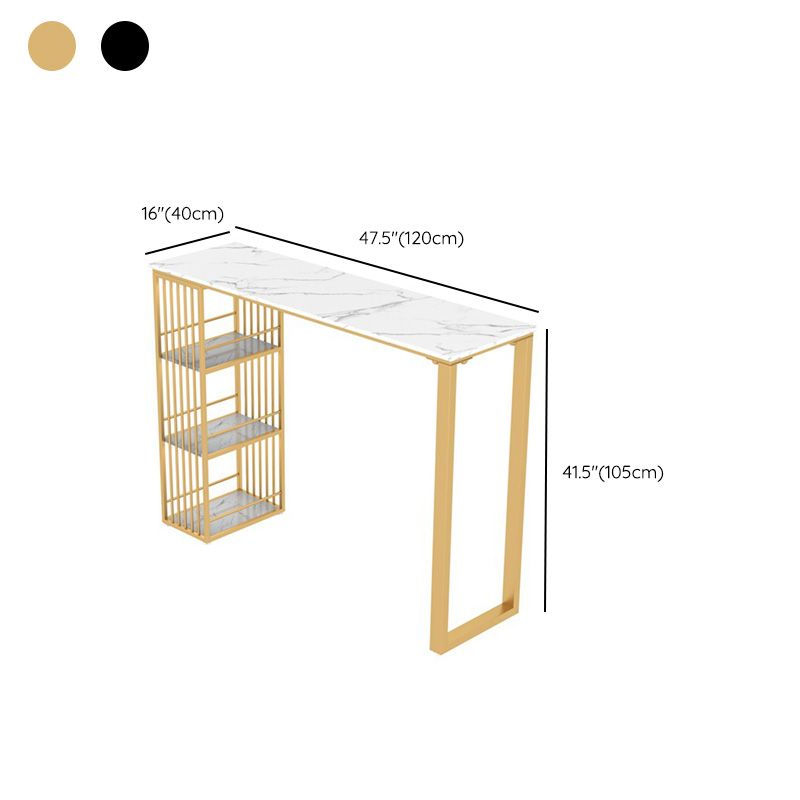 Glam Pub Height Dining Table Faux Marble Top Pub Table for Patio Use