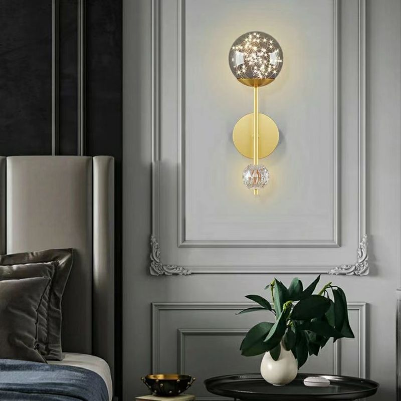 Light Luxury Style Aluminum Wall Light Glass Shade LED Wall Lamp for Bedroom