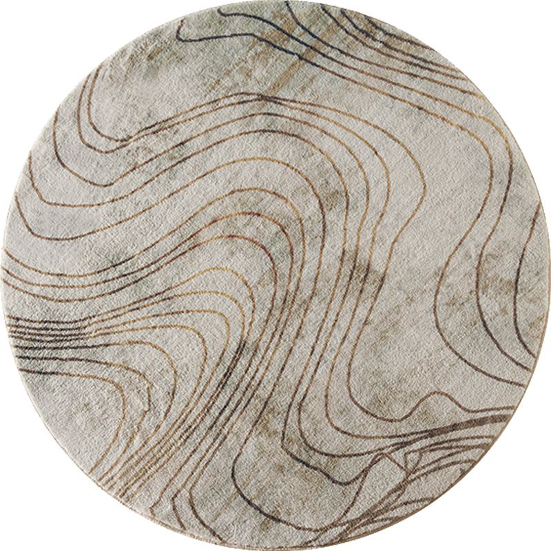 Unique Swirl Striped Pattern Rug Green and Beige Modern Rug Polyester Washable Non-Slip Pet Friendly Carpet for Parlour