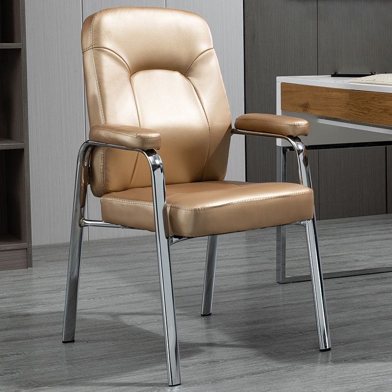 Sillas de comedor de cuero de estilo moderno Sillas laterales de comedor con brazo trasero sólido