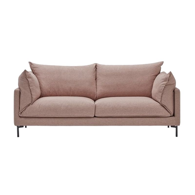 Contemporary Fabric Square Arm Loveseat Standard Loose Back Setee