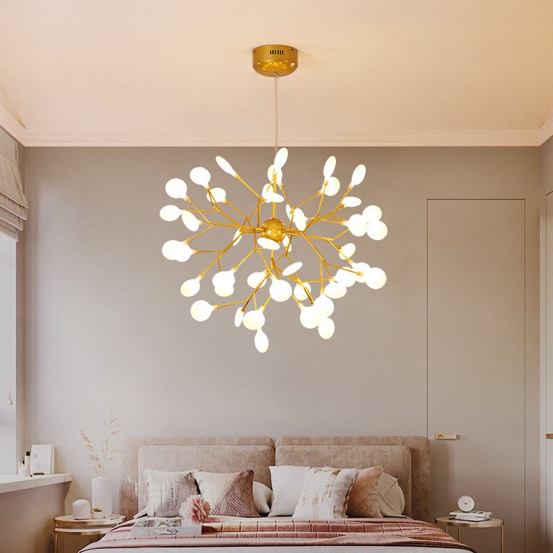 Fireflies Chandelier Lighting Fixture Minimalist Metal Gold Ceiling Hung Fixture