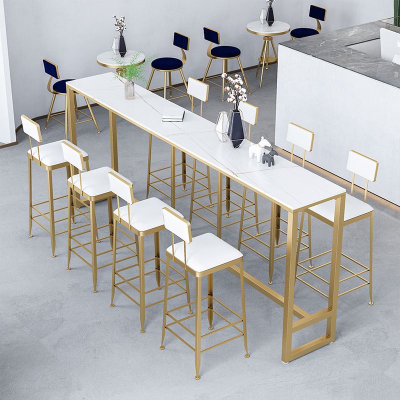 1/7/9/11 Pieces Rectangular Bar Set Gorgeous Style Marble Table with Bar Stools