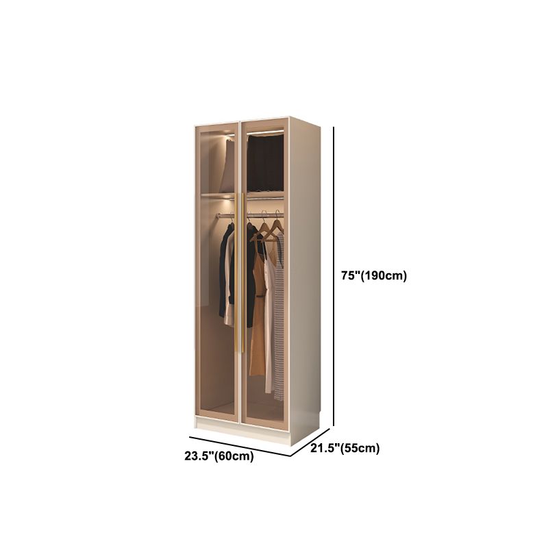Contemporary Style Wardrobe Armoire Glass Door Armoire with Garment Rod for Home