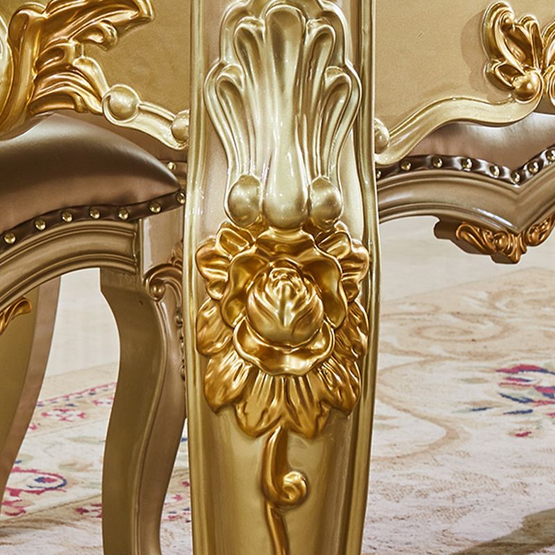 Marble Top Dining Table Rectangle Dining Table with 4 Wood Legs