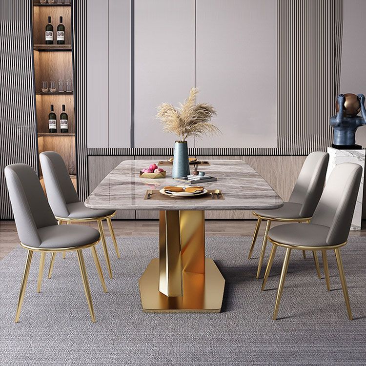 Modern Dining Table Set 1/5/7 Pcs Sintered Stone Dining Table with Armless Chairs