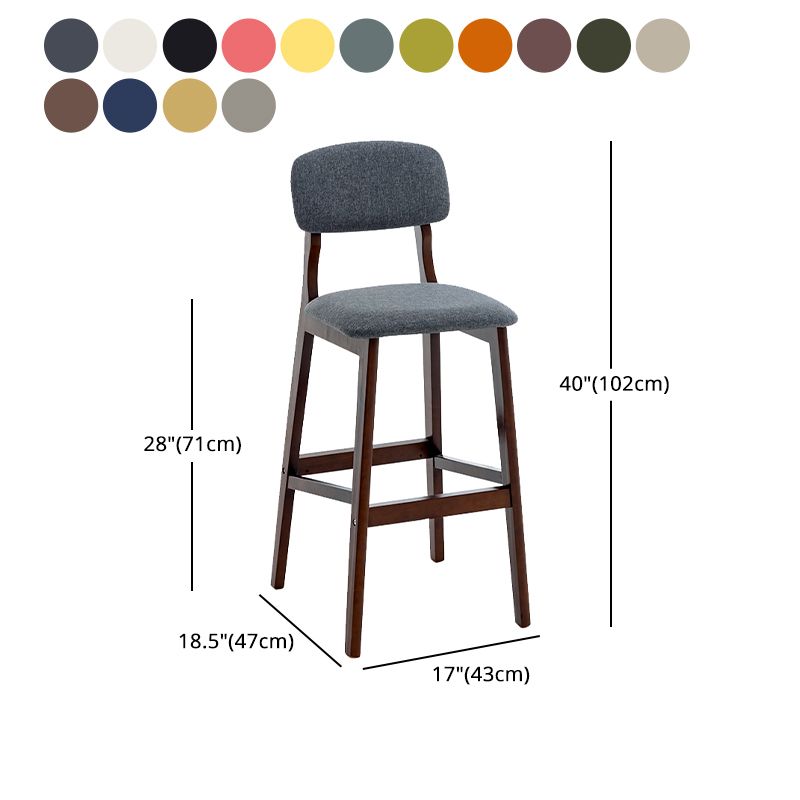 Taburete de bar contemporáneo con respaldo, taburete de bar de madera espresso con reposapiés