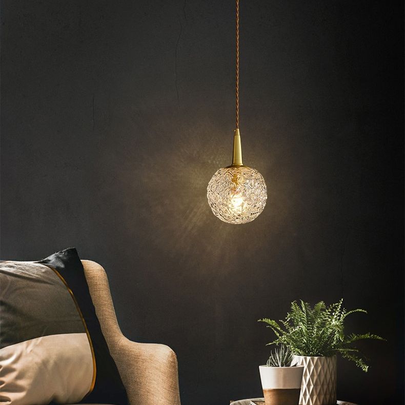 Crystal Spherical Pendant Ceiling Light Modern Style Gold Ceiling Suspension Lamp