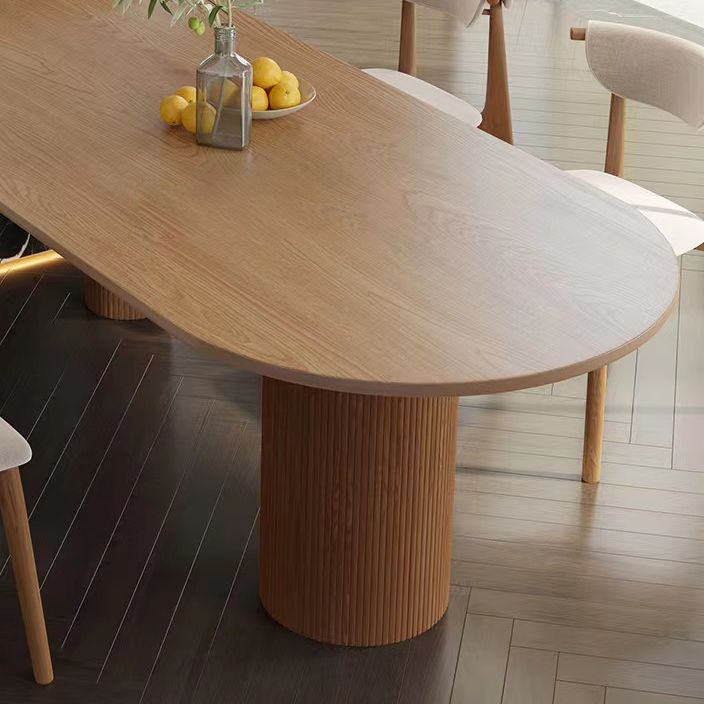 Forma gratis Mesa de comedor de tono marrón de madera maciza Mesa de 3 patas moderna para comedor para comedor