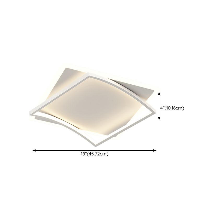 Minimalism Flush Mount Square Ceiling Light Fixture in White for Bedroom