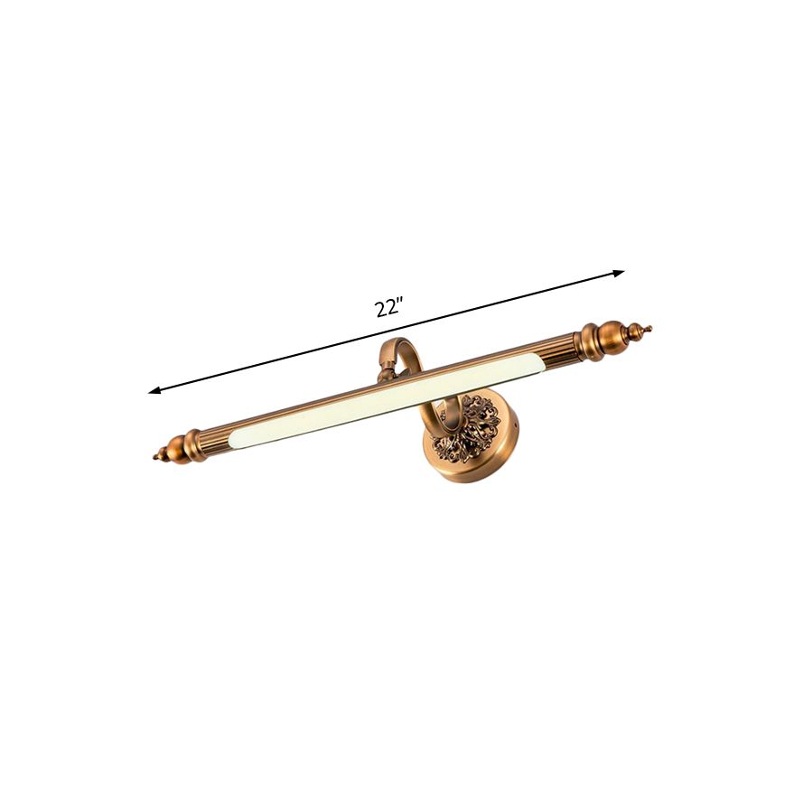 Finition en laiton lampe à paroi tubulaire moderniste de 20 "/ 24" de largeur de vanité en métal à LED en lumière chaude / blanche sur miroir