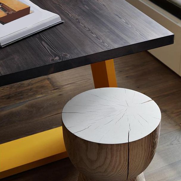 Contemporary Rectangle Dining Table Solid Wood Top Table with Sled Base