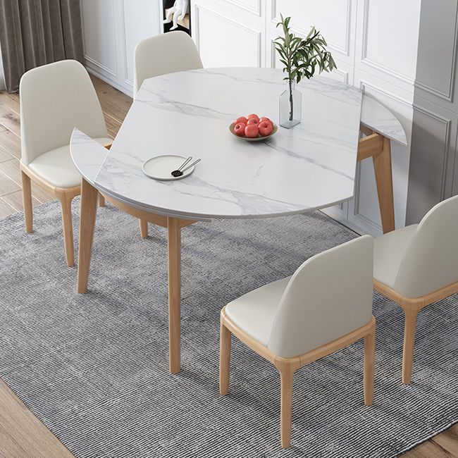 Modern Sintered Stone Dining Table Round Dining Room Table with 4 Legs