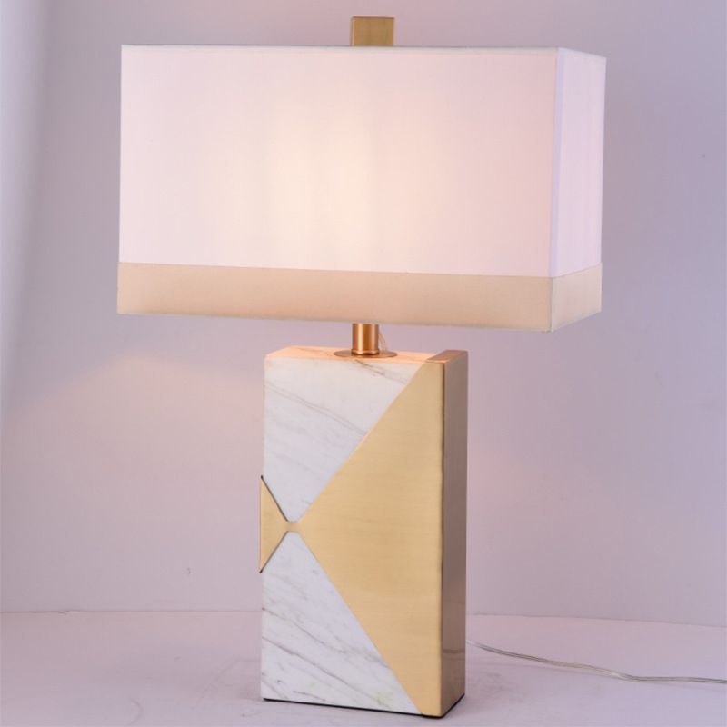 Tavolo rettangolare bianco luce modernista 1 lampadina in lampadina da scrivania con base in marmo