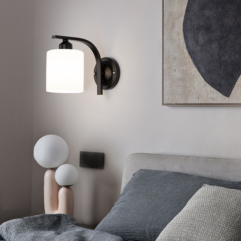 Nordic Style White Glass Sconce Light Fixtures One Head Wall Lamp for Bedroom
