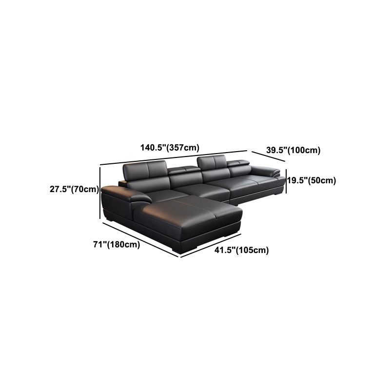 Black Contemporary Cushion Back Sofa/Sectional for Living Room