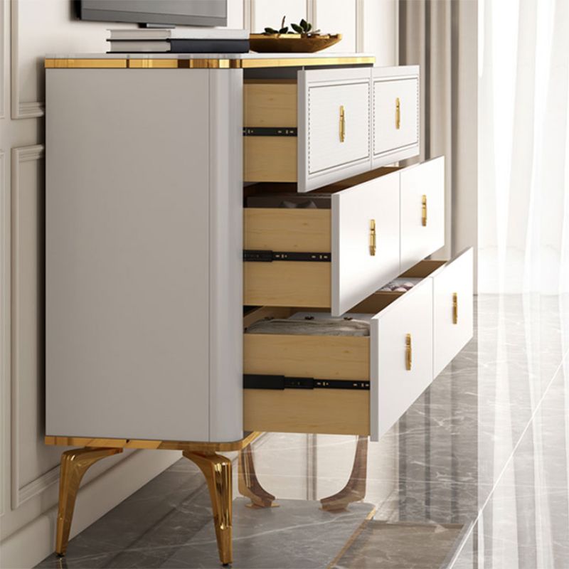 Classic Glam Stone Double Dresser Horizontal Storage Chest for Bedroom