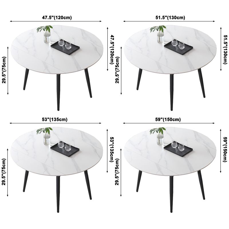 Mesa de comedor de piedra sinterizada de estilo moderno mesa redonda blanca con 4 patas