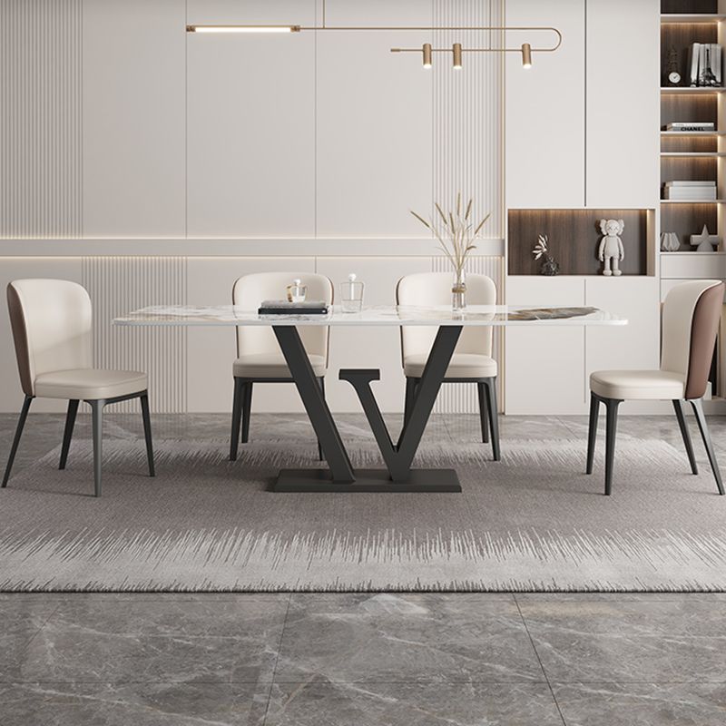 Modern 1/2/5/6 Pieces Dining Set Sintered Stone Dining Table Set with Leather Chairs