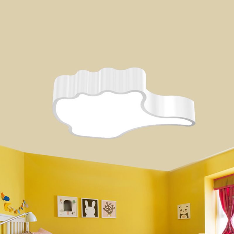 Gesture Classroom Ceiling Flush Mount Kids Acrylic LED Flush Light Fixture in Red/Pink/Green