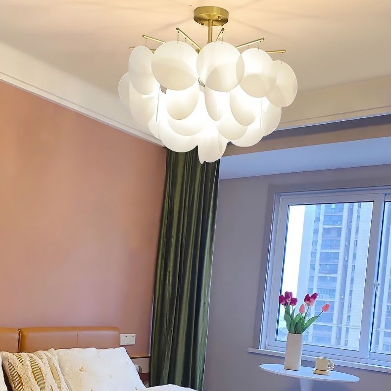 Contemporary Style Geometry Pendant Lights Glass Hanging Chandeliers in Gold