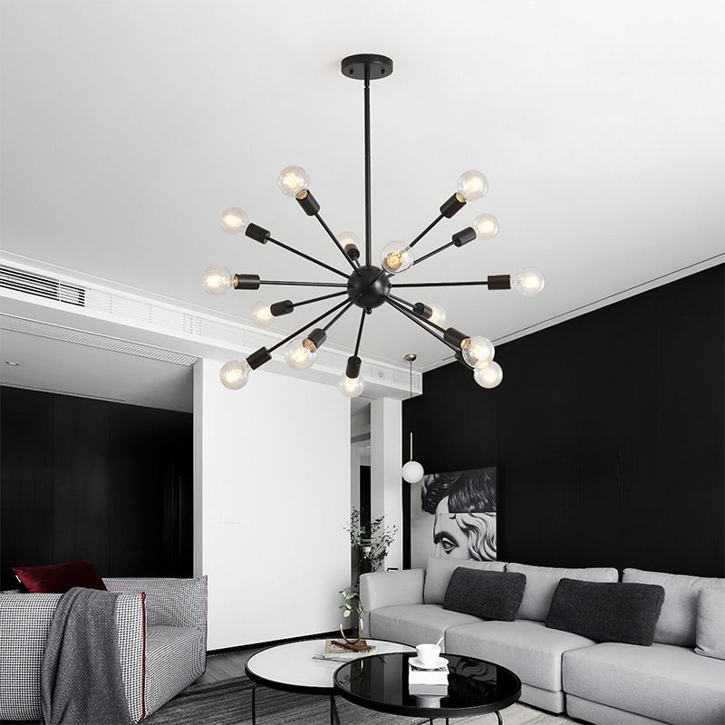 Industrial Antique Iron Hanging Light Fixtures Starburst Sockets Chandelier