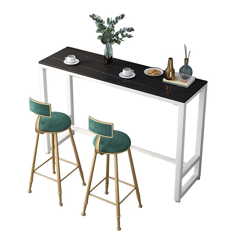 Table en marbre moderne avec table rectangle supérieure à trestle blanc noir table-41.3 "H