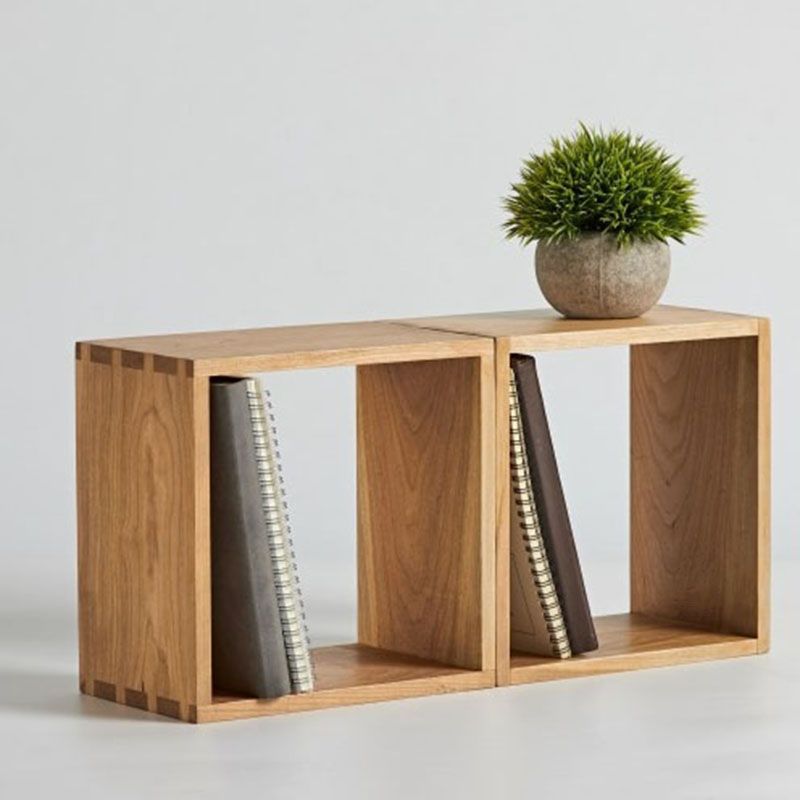 Open Back Bookshelf Modern Style Solid Wood Bookcase for Office