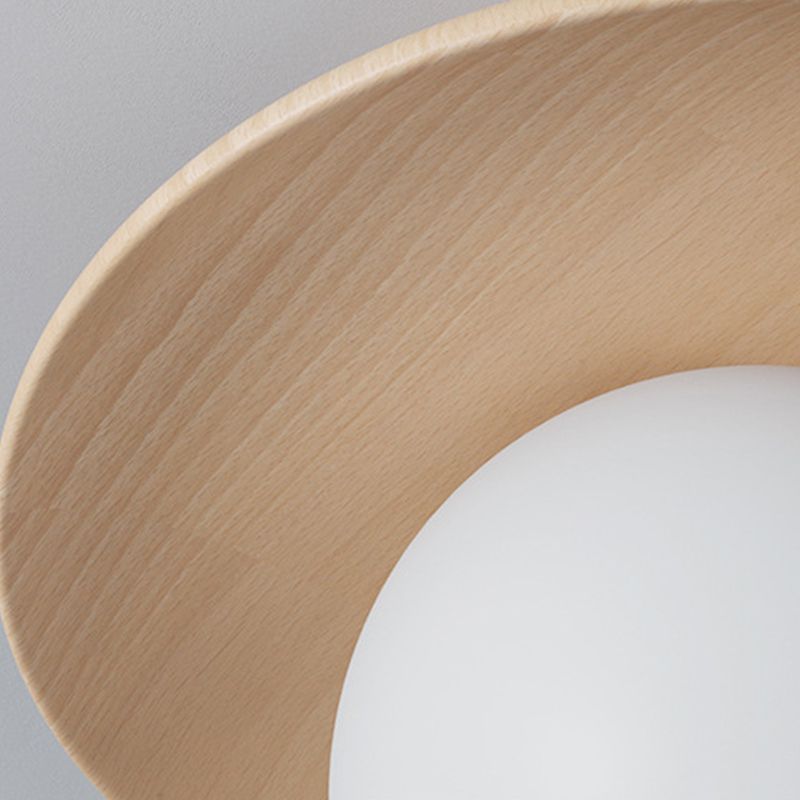 Shaded Semi Flush Mount Lighting Modern Style Wood Beige Ceiling Mounted Fixture