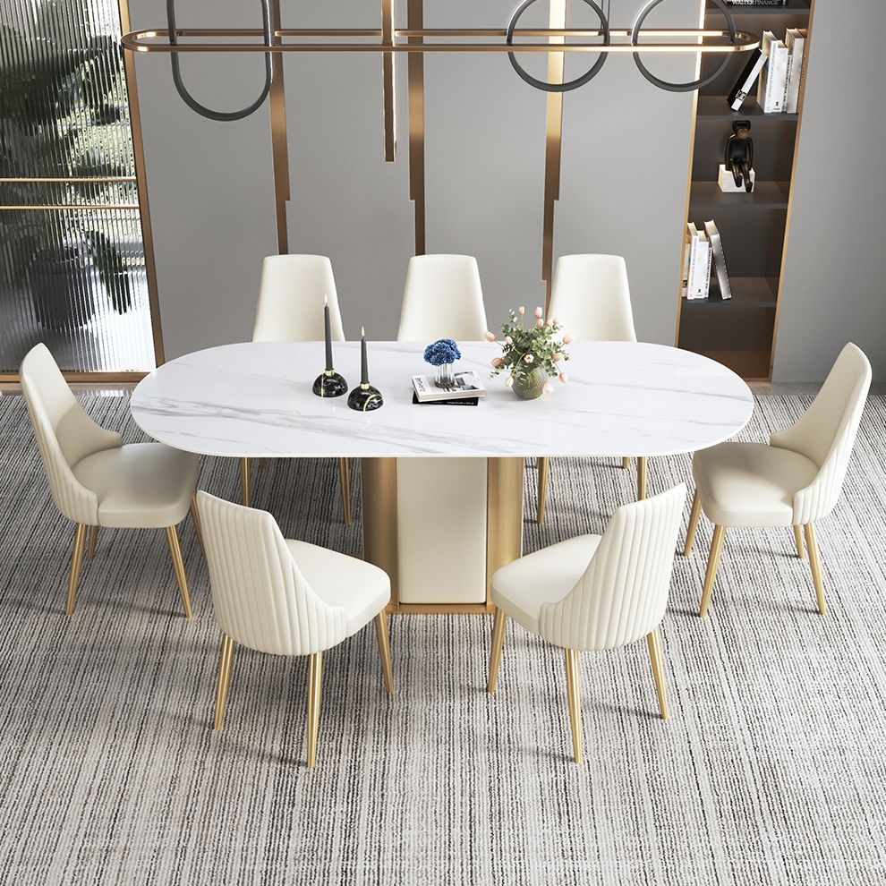 Silla sin brazos de comedor de cuero sintético Glam, silla de comedor de metal para uso doméstico