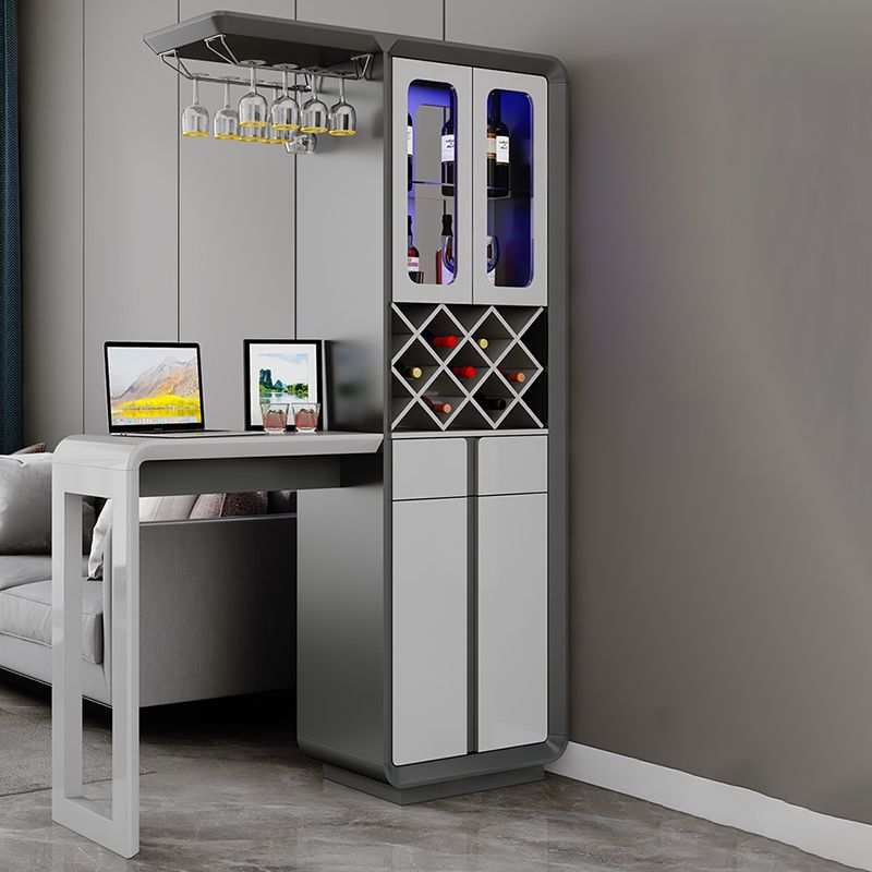 Modern Rectangle Wood Counter Table 2/3 Pieces Bar Table Set with Lockers for Living Room