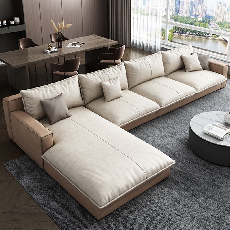 Scandinavian Pillow Back Sectional with Square Arm for Living Room
