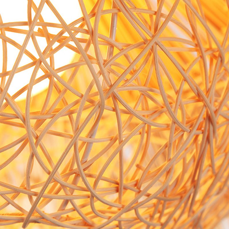 1-Light Bamboo Suspended Lighting Fixture Pendant Light Kit for Dining Room