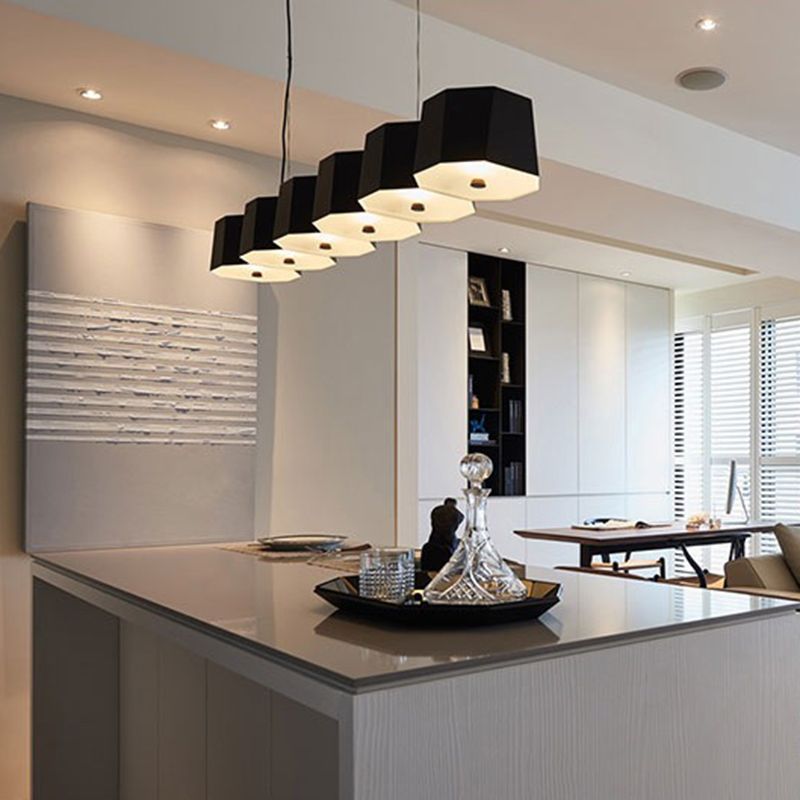 Modern Geometric Metal Kitchen Island Ceiling Light Black Island Hanging Light