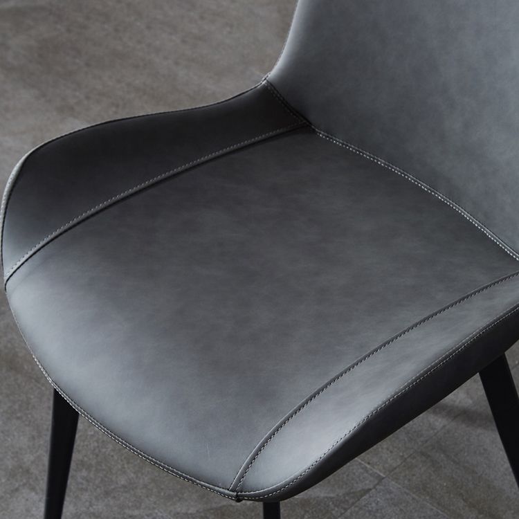 Sillas laterales con brazo de estilo industrial, sillas de comedor con respaldo sólido de cuero para cocina (juego de 4)