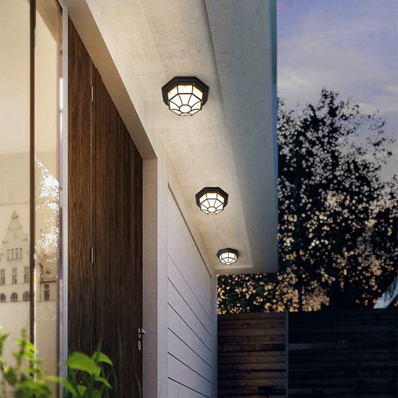 Traditional Style Waterproof Ceiling Light Courtyard Balcony Waterproof Flush Mount Light