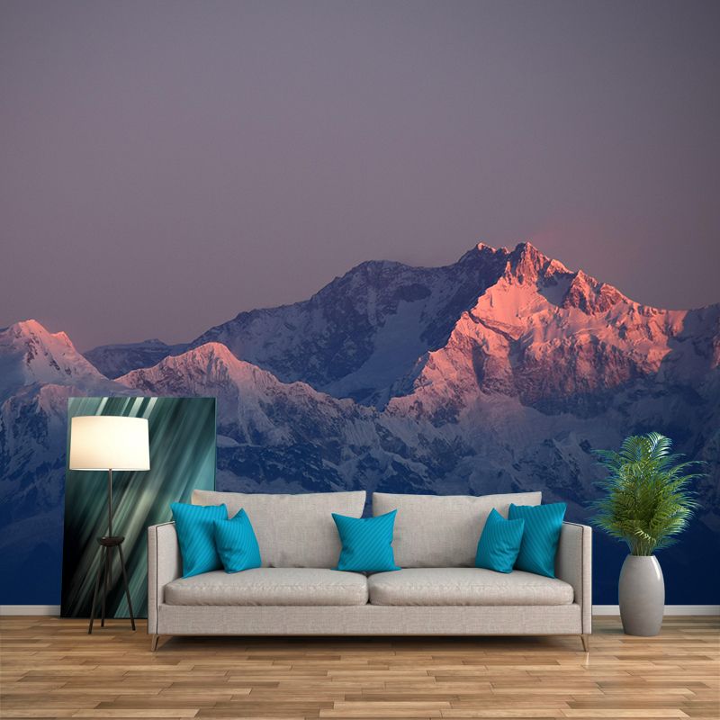 Full Size Mountain Mural Wallpaper Soft Color Mildew Resistant for Living Room Decor