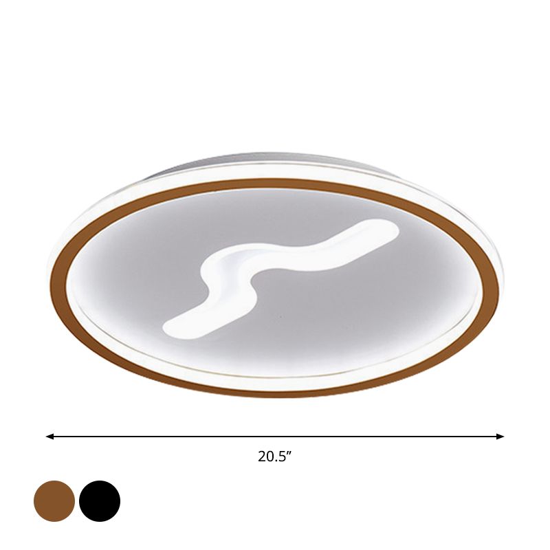 Rounded Bedroom Flush Mount Lighting Acrylic LED Nordic Flush Ceiling Light in Black/Gold, Warm/White Light