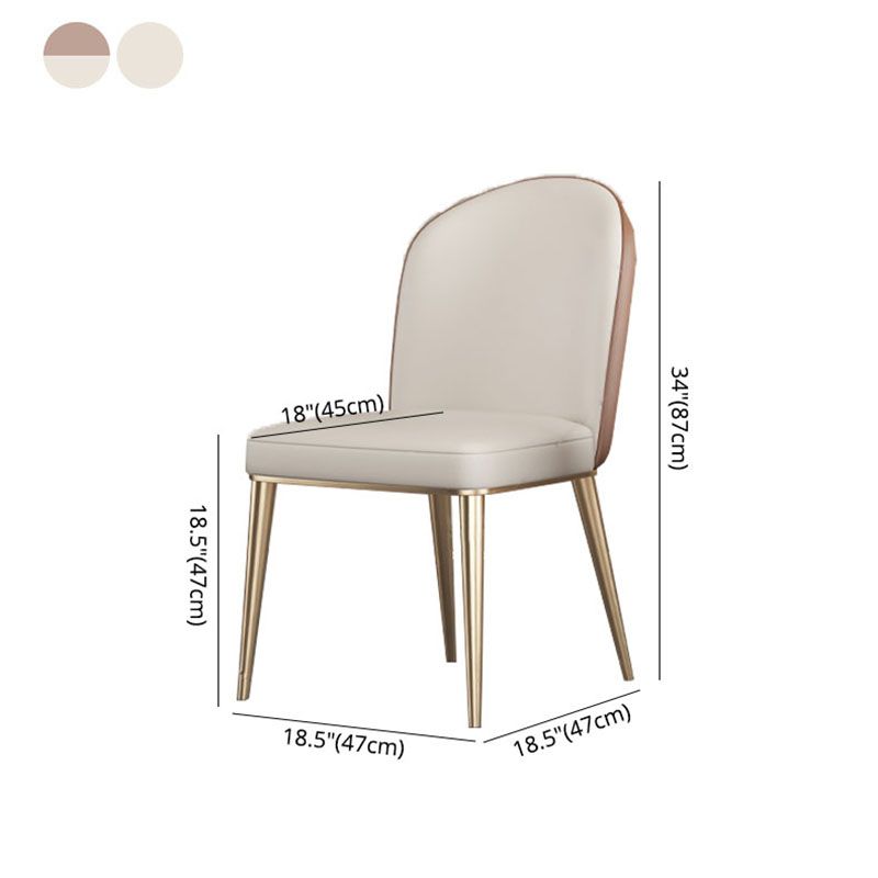Silla de comedor de metal de estilo escandinavo, silla de comedor sin brazos con respaldo sólido (juego de 2)