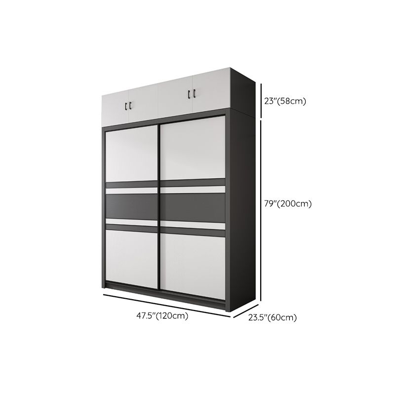 Contemporary Grey and White Storage Cabinet  Bedroom Cabinet with Sliding Doors