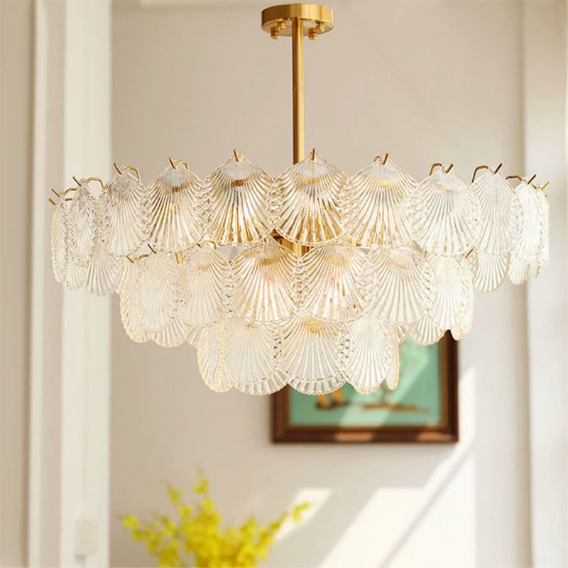 Contemporary Style Geometry Pendant Lighting Glass Hanging Chandeliers in Gold