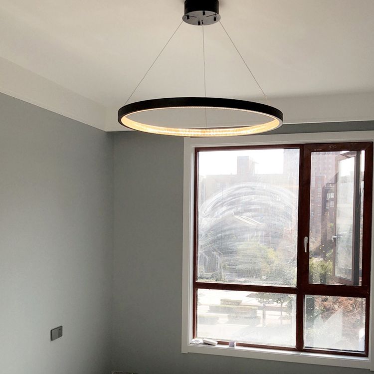 Clear Acrylic Shade Minimalist Suspension Light for Living Room Dinning Room