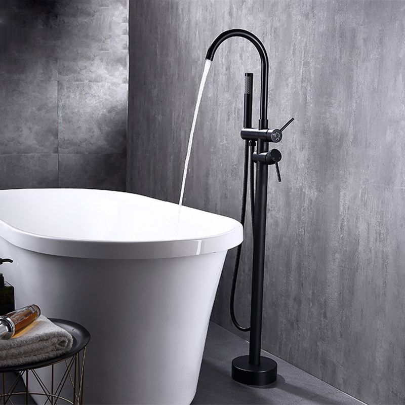 Floor Mounted Metal Freestanding Tub Filler High Arc Freestanding Faucet