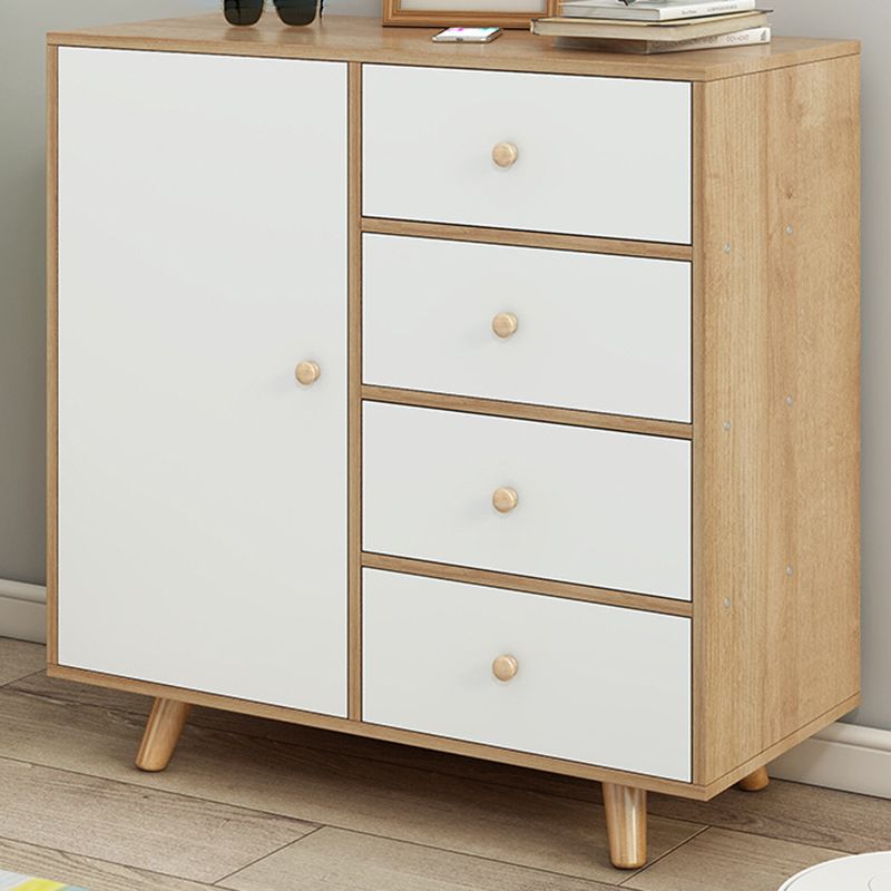 Modern Knobs Side Cabinet Rectangle Wood Storage Cabinet with Drawer