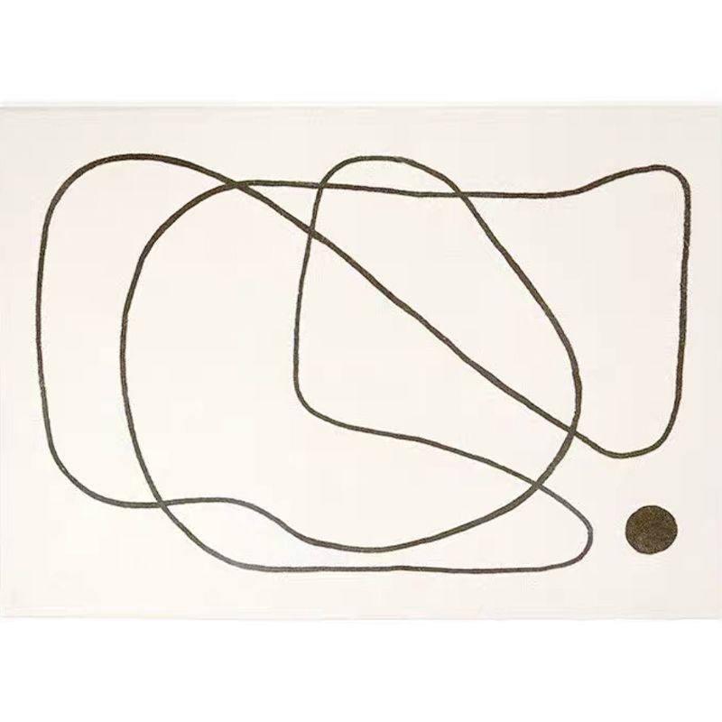 Beige Abstart Rug Polyester Modern Carpet Non-Slip Backing Area Rug for Living Room